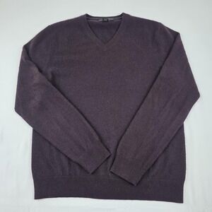 The Men's Store Bloomingdale's Sweater Mens Medium Purple Cashmere V Neck Knit